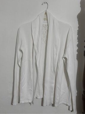 Women's White Open-Front Knit Cardigan Sweater